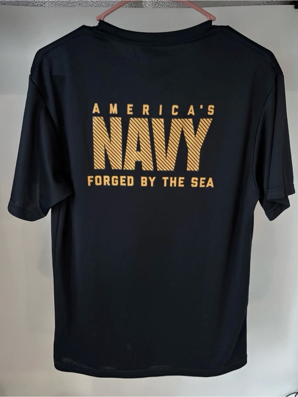 America's Navy Men's Black Short-Sleeve Graphic Tee - Forged by the Sea